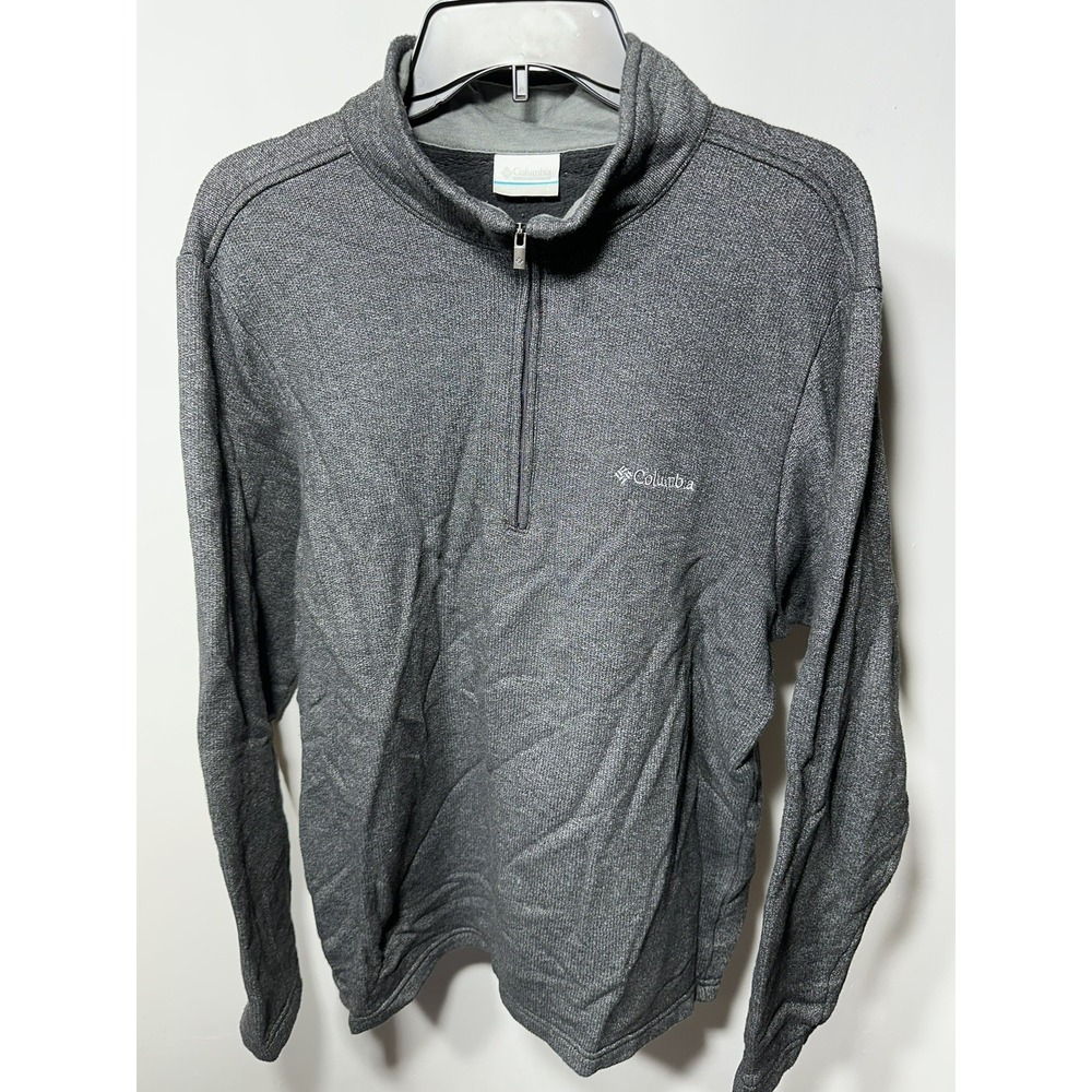 Columbia Soft Gray Athletic Casual 1/4 Zip Pullover Shirt Men's Large